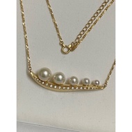 Japan jewelry brand Star Jewelry K18 18K 750 Akoya Sea pearl with natural diamond necklace