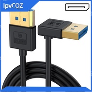 3.3ft Display Port 1.4 Extension Cable 90 Degree DP 8K60Hz 4K144Hz Video Audio Cord for Laptop PC Mo