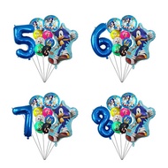 10pc / Lot Sonic The Hedgehog  Birthday Balloon Set Aluminum Foil Number Balloon Birthday Decoration
