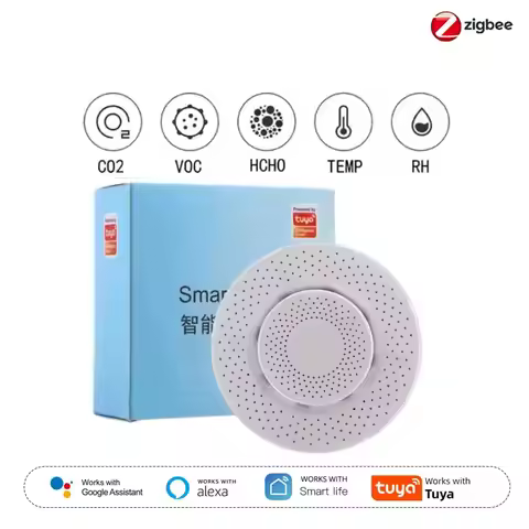 Tuya Zigbee/WiFi Air Quality Sensor Smart Air Box CO2 Meter Formaldehyde VOC Temperature Humidity Se