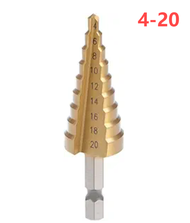 ชุด ดอกสว่าน ทรงเจดีย์ ขั้นบันได 6pcs HSS StepDrill เจาะรู ขยายรู คว้านรู ดอกเล็ก-ใหญ่ ขนาด 4-32 มม.