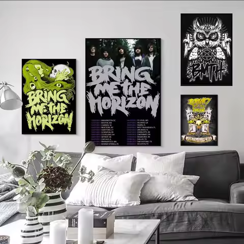Band B-Bring Me The H-Horizon Poster Self-adhesive Art Poster Retro Kraft Paper Sticker DIY Room Bar