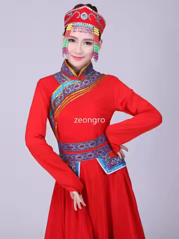 New Mongols dance costumes women's version Mongols ethnic Mongolian gowns full skirt performance cos