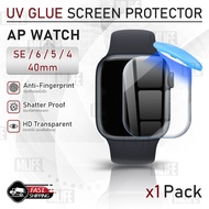 MLIFE - UV Glue กระจก นาฬิกา Apple Watch 40 มม. ซีรีย์ SE 6 5 4 พร้อม UV Lighting ฟิล์มกันรอย กระจกนิรภัย เต็มจอ เคส สายนาฬิกา สายชาร์จ - 3D Curved Glue with UV Light Case 40mm