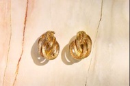 Dior復古金色夾式耳環