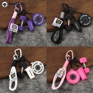 HUAIHAO 5 In 1 Fitness Keychains Barbell Weightlifting Keyring Silicone Weight Plate Detachable Pend