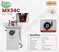 Mesin Profil Spindel Kayu Meja Duduk OSCAR MX-34C WS3/4 3/4" Wood Spindle Shaper Router kayu 3/4 in