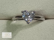 莫桑石S925純銀愛心型一卡戒指	 Moissanite S925 Sterling Silver Love-shaped One Carat Ring