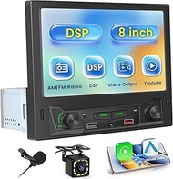 Inefala Car Radio 1 DIN with Display 8 Inch Wireless Carplay Android Car Radio Bluetooth 1 DIN with 