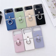 1106韓風簡約純色貼鑽指環三星 SAMSUNG Galaxy Z Flip3 Flip4 Flip5 Flip6手機電話殼