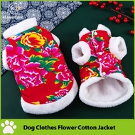 Lovinlandpet Dog Clothes Flower Cotton Vest Spring Festive Cat Clothing New Year Pet Clothes Suitabl