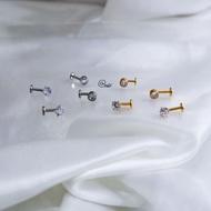 Accessoriesta Vertical Helix Piercing Flatback 16G G23 Titanium Earrings per piece