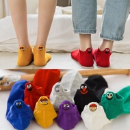 Kawaii Cartoon Embroidery Socks, Cute Elmo Cookie Monster Short Socks for Daily Wear