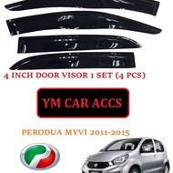 PERODUA MYVI 2011 2012 2013 2014 2015 2016 2017 4" INCH 10cm Door Visor With Logo Air Press Car Wind