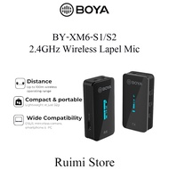 BOYA BY-XM6-S1/S2 2.4GHz Wireless Lapel Mic: Dual-Channel, Ideal for Smartphone/Camera Vlogging