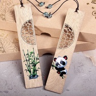 Painted Golden Silk Phoebe Panda Bookmark Golden Silk Phoebe Hollow Bookmark Bamboo Panda Souvenir C