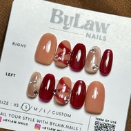 [ BYLAW.NAILS ] Red Nude Sparkle | PREMIUM FAKE NAILS | PRESS ON NAILS | False Nails | FAKE NAILS GR