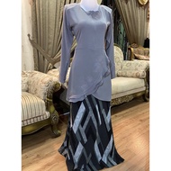 Baju raya Rahmah 2023 Baju Kurung Grey  Kelabu Kurung Moden Grey  TANPA BATU TAMPAL