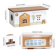 Wooden Desktop Cord Storage Box Desktop Organization Storage Socket Guard Plug Data Cable Charger St