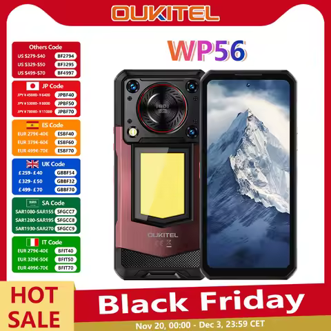 OUKITEL WP56 Rugged phone 16000mAh 45w 36GB+512GB 6.8“FHD 120Hz cell phone MTK7050 32MP+108MP androi