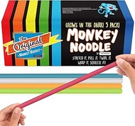 IMPRESA 5-Pack Glow in The Dark Original Monkey Noodle Stretchy String Fidget / Sensory Toys (BPA/Ph