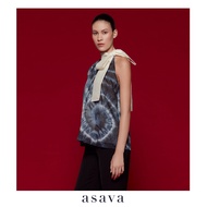 [asava ss24] Tie-dye One-shoulder Bow Blouse เสื้อผู้หญิง ไหล่เดียว แต่งผูกคอ ซิปข้าง ผ้าลายมัดย้อม
