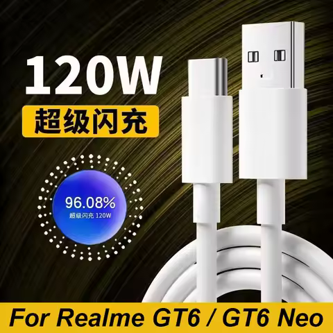 12A USB Type-C 120W Supervooc Fast Charging Cable for OPPO Realme GT6 / GT6 Neo Find X8 Ultra X7 X6 