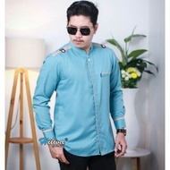 baju koko  hilwa maroko warna biru wardah lengan panjang size S M L XL XXL XXXL sragam syubbanul muslimin