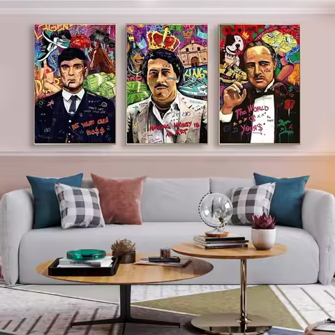 Banksy Arts Poster Father Thomas Shelby Pablo Escobar Printmaking Graffiti Wall Canvas Living Room A