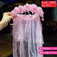 [BEST SELLER] - VS - Children's Crown Headband Veil Birthday Flower Crown Clamp 2888 D2-011-025 - D2
