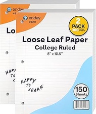 Loose Leaf Paper College Ruled Notebook Paper, 8" x 10.5" Filler Paper White, 3 Hole Punched Binder