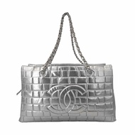 Chanel 香奈兒 銀色冰格中古托特