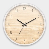 淺色木紋 台灣製30CM辦公居家時尚極簡靜音掃描掛鐘C024
