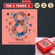 Congratulations Stamp International Women's Day March 8 Freeship Stamp March 8 Square Flower Number 