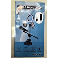 Mobile phone tripod with light with microphone stand