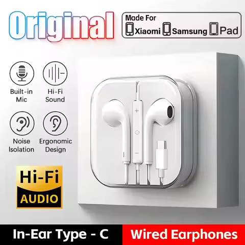 For Xiaomi Headphones Xiaomi Mi 14 13 12 11 in-ear Earphones Redmi Note 10 9 8 7 Type C 3.5mm Wired 