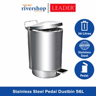 LEADER 56Litres Stainless Steel Bin with Pedal RPD-082/SS/ Step On Bin Wastebin Litter Bin 56L
