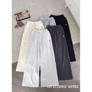 (Huong Muoi) Straight sweatpants embroidered with W hem, long and loose - code 40782, ANXING product