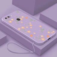 OPPO A12 A12e A7 A5s A3s F9 F7 Floral Liquid Silicon Case Flower Casing Candy Color Cover