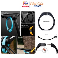 4-digit rotating code sports bike lock, multi-function anti-theft bicycle saddle suspension lock