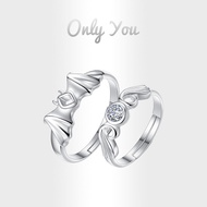 Only You S925 Silver Devil Angel Couples Openings Ring