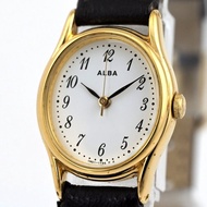 SEIKO ALBA 精工雅柏 女士腕錶 石英機芯 白色錶盤 深棕色錶帶 1N01-5F90 古董錶 復古錶