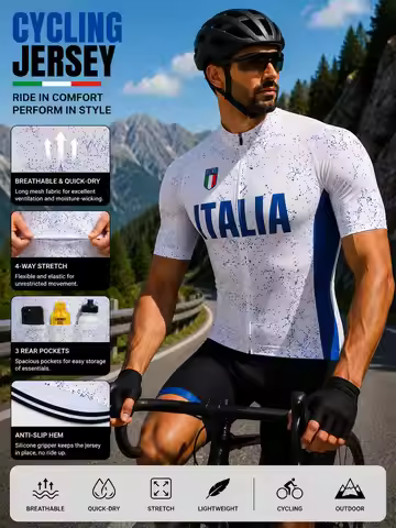 BIKE Men's Cycling Jersey Reflective MTB Road Bike Clothes Bicycle Jersey Mesh Breathable Cycling Cl