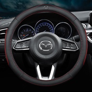 Mazda Car Steering Wheel Cover Leather Non-slip Breathable Logo Accessories 38cm for Mazda 2 3 5 6 8 Atenza AXELA BT-50 CX5 CX7 CX3 CX9 RX MX CX30