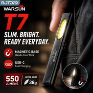 WARSUN T7 PRO LED Torch 650LM USB C Rechargeable Magnetic Flashlight Lampu Suluh Camping