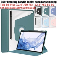 360° Rotation Acrylic Case For Samsung Tab S9 FE+ 12.4'' 2023 X610 X616B Tab S9 FE 5G Case for Samsung Tab S9 Plus 12.4 inch X810 X816 Stand Cover Tablet case With Pen Slot