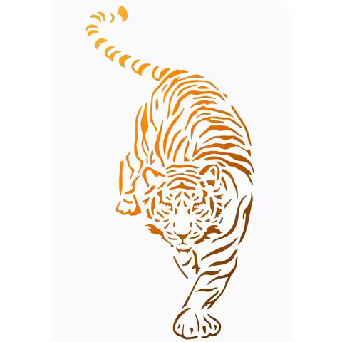 Tiger Stencil 8.3x11.7 inch Reusable Creative Wild Animal Stencil Template Plastic Tiger Painting St