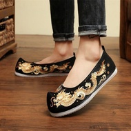 Men's Embroidered Shoes Old Beijing Cloth Shoes Men's Dragon Phoenix Wedding Shoes Black Hanfu Shoes