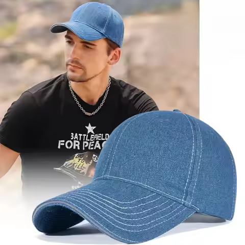 Fashionable Denim Wash Baseball Cap Unisex Adult Casual Snapback Sun Hat Adjustable Size 55-60cm for