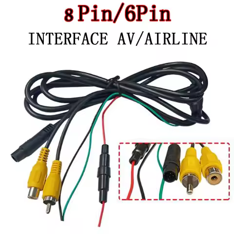 7-inch Car Monitor Power Cable, 8-Pin Connector, 6-Pin Metal Connector For Car Monitor Universal Pow
